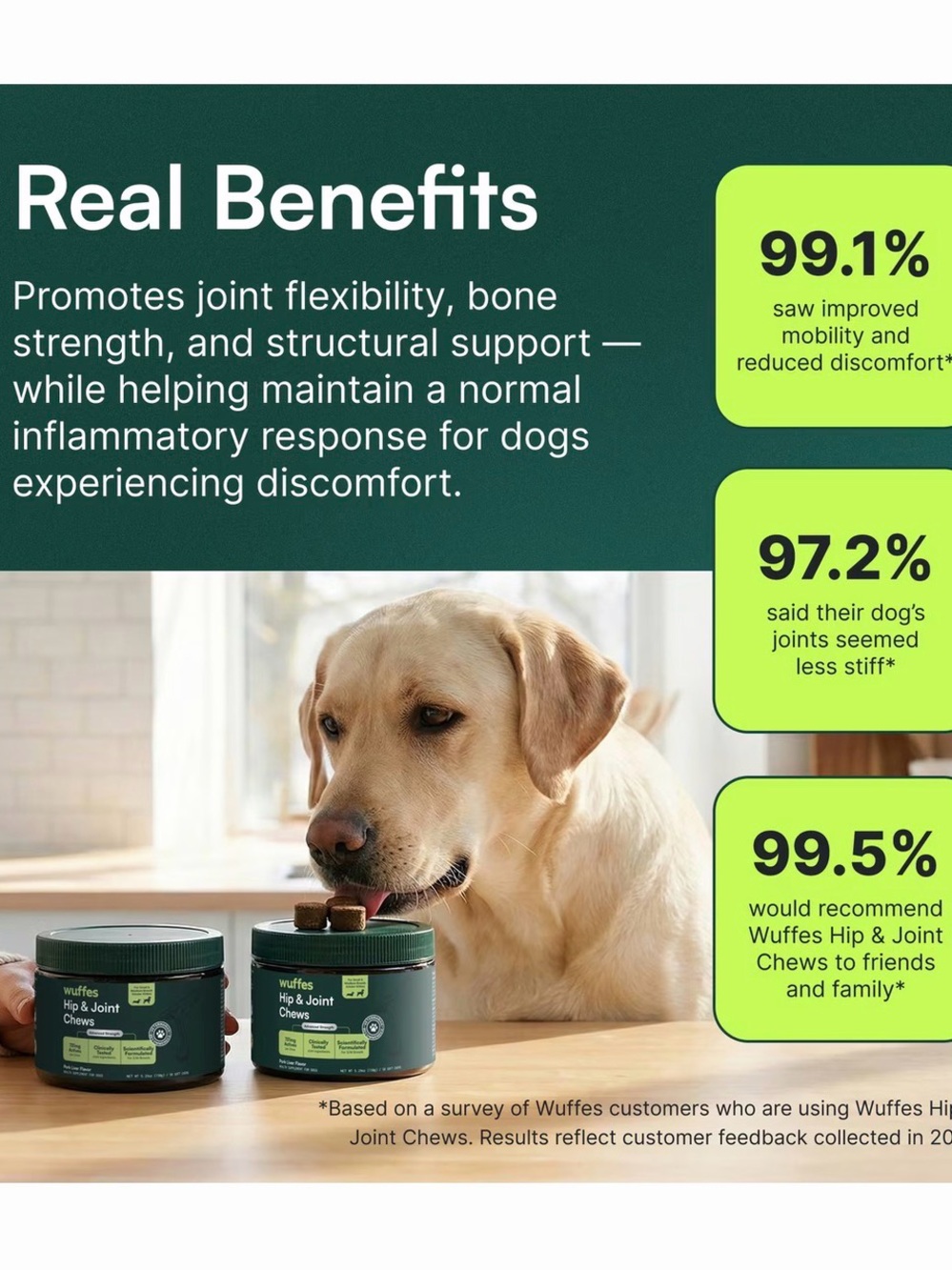 NWT wuffes Advanced Hip & Joint Support Dog Health Supplement - Picture 10 of 13